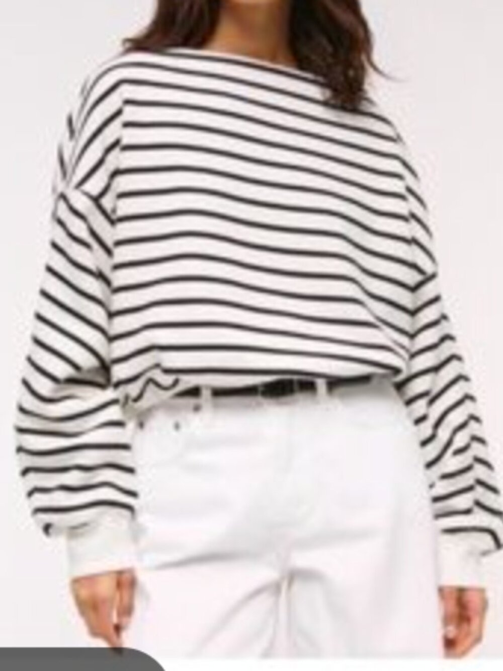 Abercrombie & Fitch Sunday Slash Top - Black and White Stripe